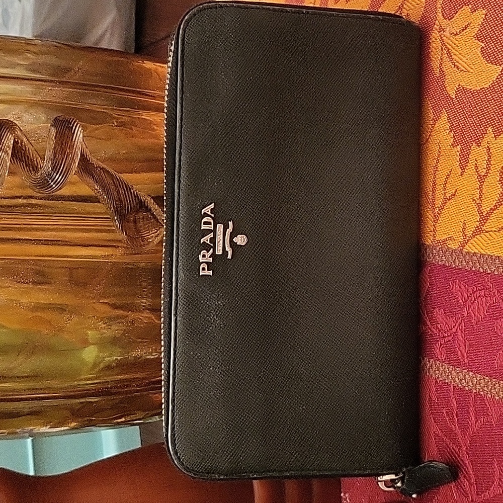 Prada Long Leather Zip Around Wallet
